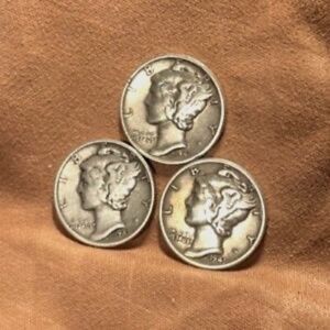 MERCURY DIMES - LOT OF (3) - WAR YEARS, 1941-1942-1943  90% SILVER